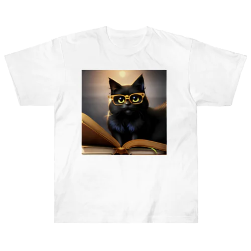 幸運をもたらすといわれる黒猫グッズ ヘビーウェイトTシャツ