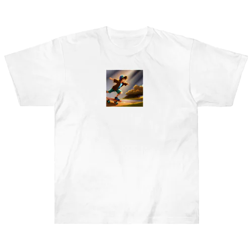 スケートボードの男の子 Heavyweight T-Shirt