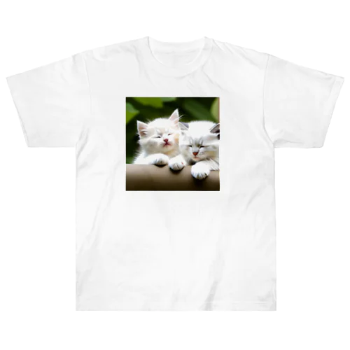 子猫の寝顔　白 ヘビーウェイトTシャツ