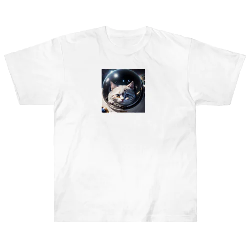 スペース猫ちゃん　宇宙にいる猫 ヘビーウェイトTシャツ