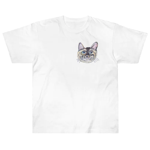 チョークアートの見上げるサビ猫 Heavyweight T-Shirt