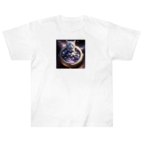 猫と宇宙の時計 Heavyweight T-Shirt