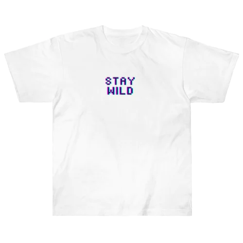 魅力的なロゴ　STAY WILD ヘビーウェイトTシャツ