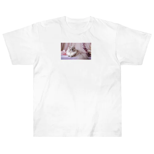 ラベンダー色の猫 ヘビーウェイトTシャツ