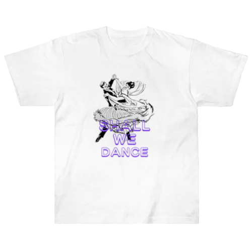 Shal We Dance（ブルー、白抜き） ヘビーウェイトTシャツ