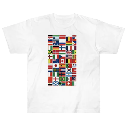 世界の国旗 ヘビーウェイトTシャツ