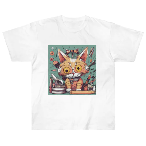 ものづくりが好きな猫 Heavyweight T-Shirt