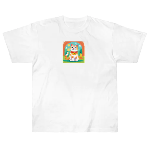 愛くるしい招き猫 Heavyweight T-Shirt