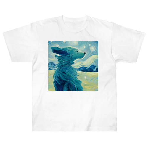 絵画シリーズ　犬　星空 Heavyweight T-Shirt