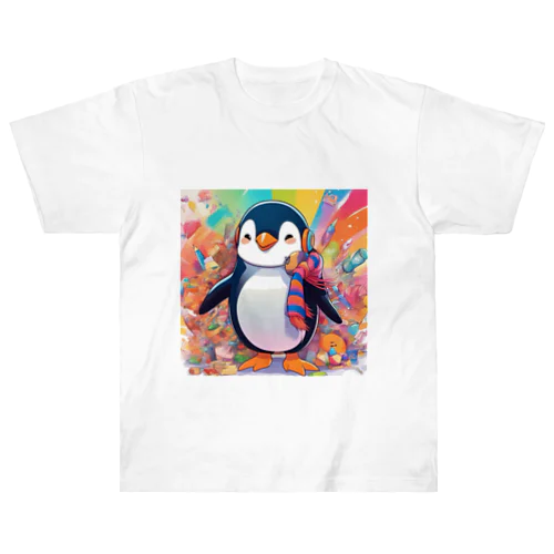 笑顔のペンギン ヘビーウェイトTシャツ