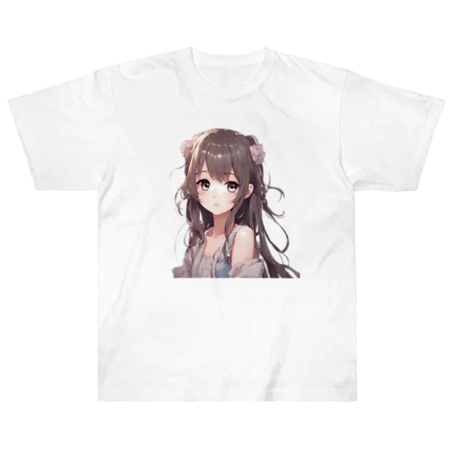 かわいい女の子イラストグッズ ヘビーウェイトTシャツ