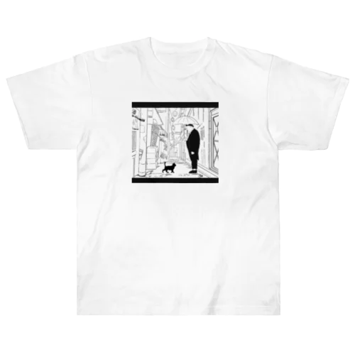 雨の裏路地（モノクロ） Heavyweight T-Shirt