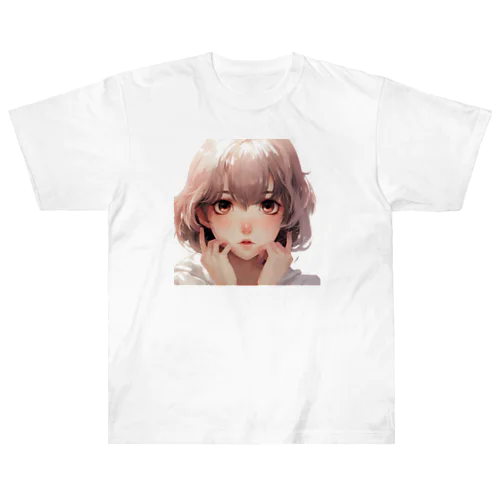 不安げな彼女 ヘビーウェイトTシャツ