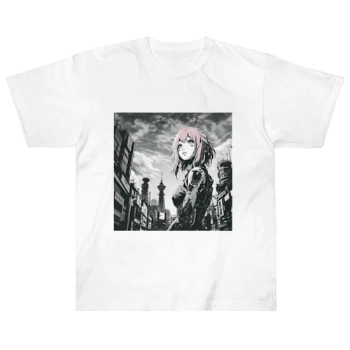 Cyberpunk_002 Osaka girl Heavyweight T-Shirt