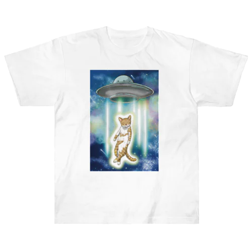 UFOと猫 ヘビーウェイトTシャツ