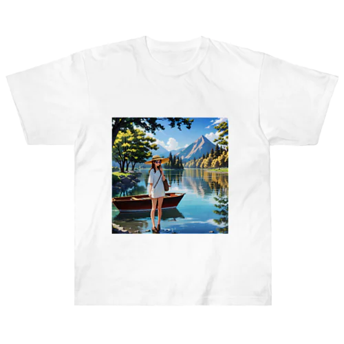 湖と少女 ヘビーウェイトTシャツ