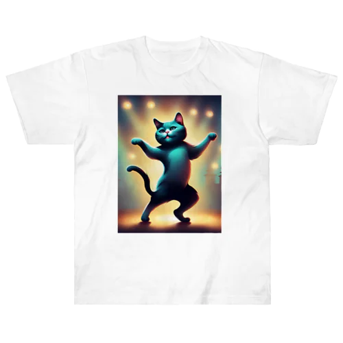 踊り舞う猫ちゃん ヘビーウェイトTシャツ