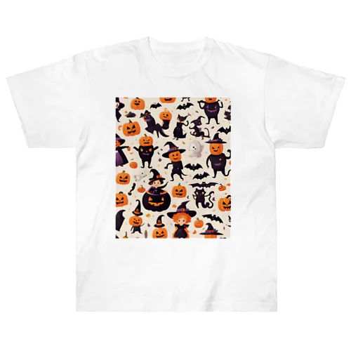 たくさんのかわいいハロウィーンキャラクター Heavyweight T-Shirt