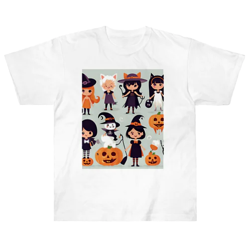 かわいいたくさんのハローウィーンキャラクター③ ヘビーウェイトTシャツ