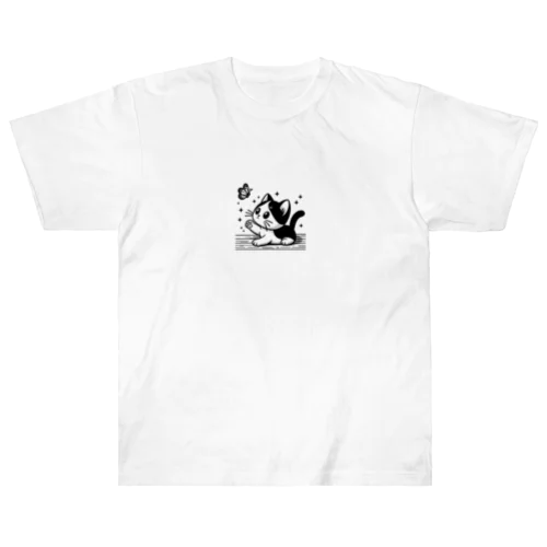 Cat & butterfly  Heavyweight T-Shirt