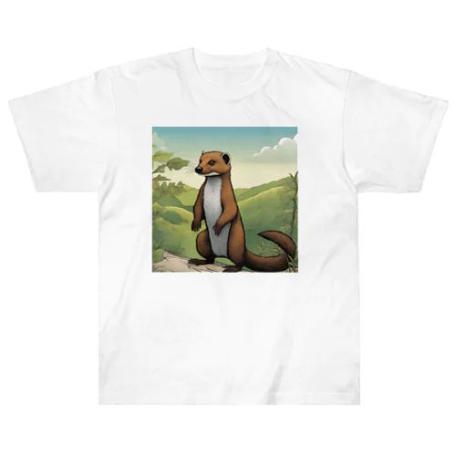 動物シリーズ18：イタチ ヘビーウェイトTシャツ