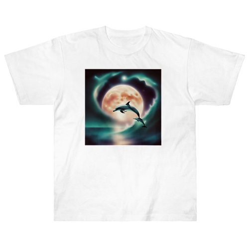 月とイルカ Heavyweight T-Shirt