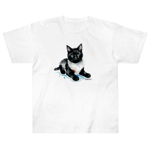 かわいい黒猫の「クロ」第二弾 Heavyweight T-Shirt