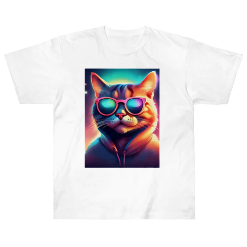 サングラスをしている猫 ヘビーウェイトTシャツ