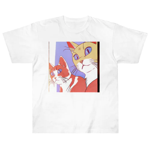 夕映え双猫 Heavyweight T-Shirt