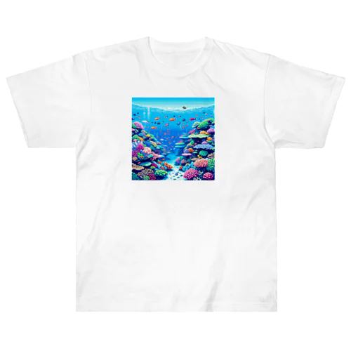 ドット絵沖縄の海 ヘビーウェイトTシャツ