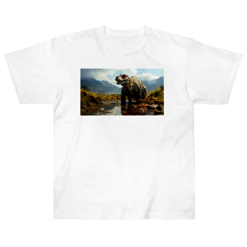恐竜 水辺の ヘビーウェイトTシャツ