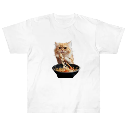 ラーメン大好き猫 ヘビーウェイトTシャツ