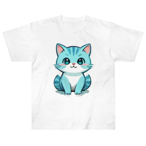 癒しのブルー猫グッズで、毎日を彩ろう ヘビーウェイトTシャツ