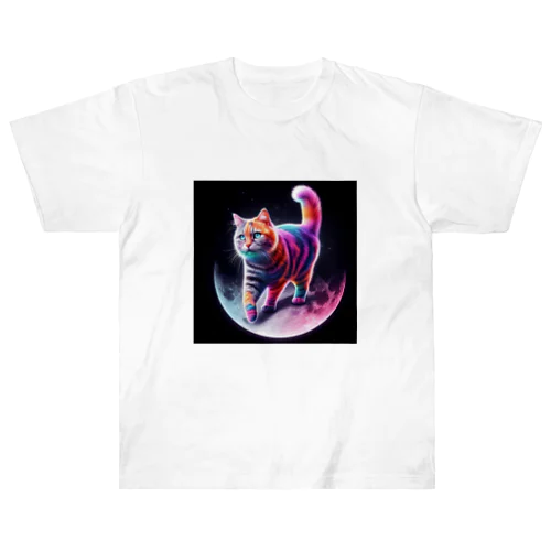 ムーンキャット【月で暮らす猫】 Heavyweight T-Shirt