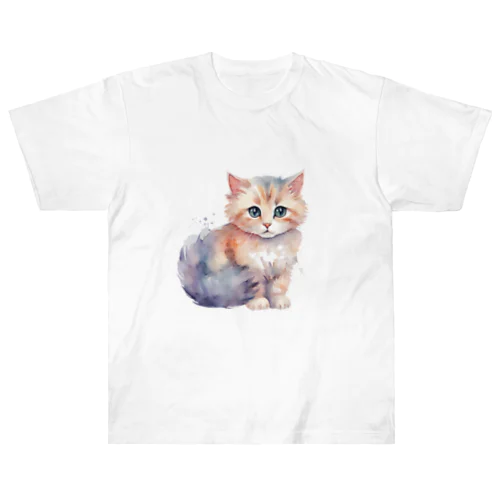 癒しのふわふわニャンコ　Fluffy and soothing kitty Heavyweight T-Shirt