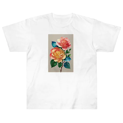 水彩画のバラ Heavyweight T-Shirt