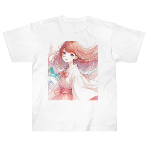 風になびく乙女 Heavyweight T-Shirt