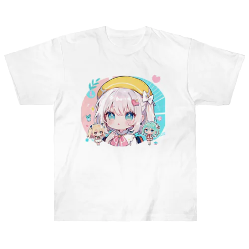 帽子を被る女の子 Heavyweight T-Shirt