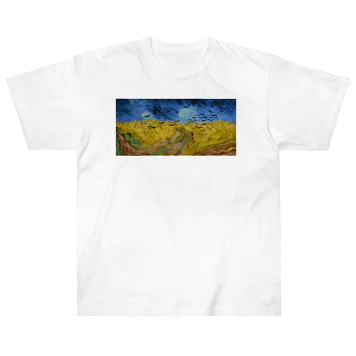ゴッホ「カラスのいる麦畑」　フィンセント・ファン・ゴッホの絵画【名画】 ヘビーウェイトTシャツ