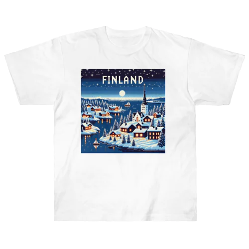 フィンランドの冬の夜景 ヘビーウェイトTシャツ