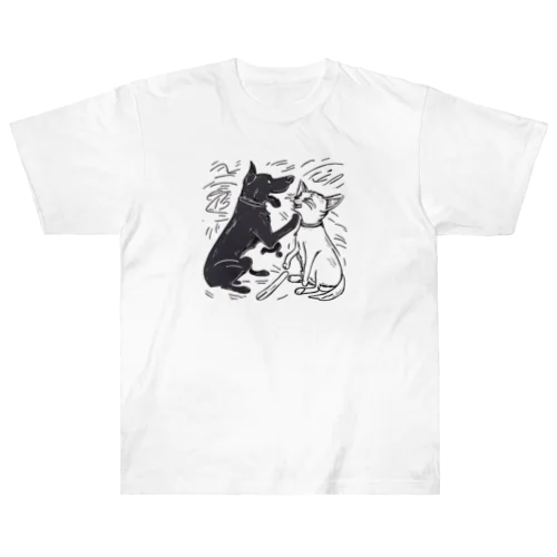 犬と猫のたたかい Heavyweight T-Shirt