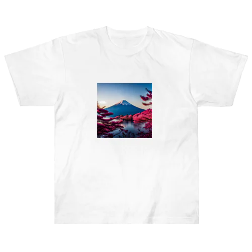 富士山と紅葉、そして湖のグッズ Heavyweight T-Shirt