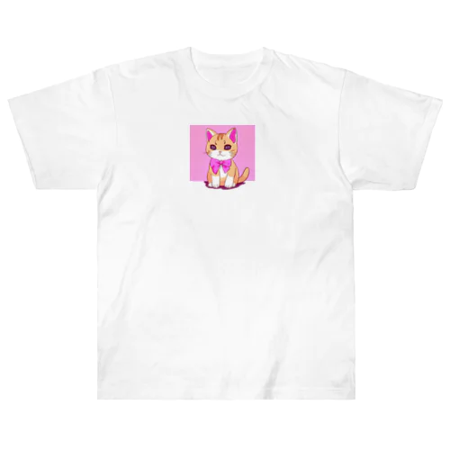 リボン猫ちゃん ヘビーウェイトTシャツ