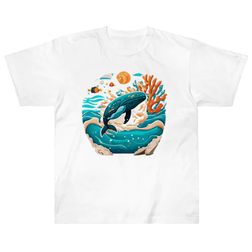 ダイナミックに飛ぶクジラちゃん ヘビーウェイトTシャツ