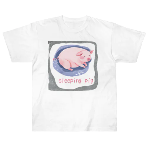 寝てるぶたちゃんグッズ Heavyweight T-Shirt