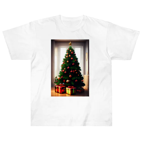 クリスマスギフトとツリー ヘビーウェイトTシャツ