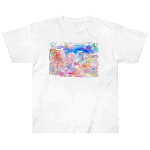 ３色水彩のハートアート_きらめきの刻 Heavyweight T-Shirt