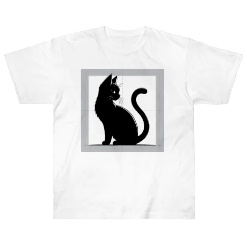 かっこいい猫 ヘビーウェイトTシャツ