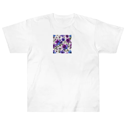 紫の綺麗なお花 ヘビーウェイトTシャツ