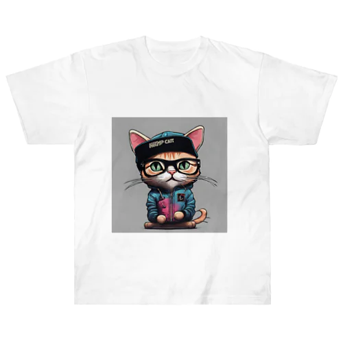 ヒップホップ猫 ヘビーウェイトTシャツ